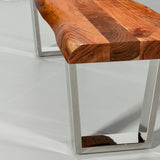 Acacia Live Edge Wood Bench with Chrome U-shaped Legs/Natural Finish - Wazo Furniture