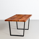 Straight Cut Acacia Wood Table with Black U-Shaped Legs/Natural Colour - Wazo Furniture