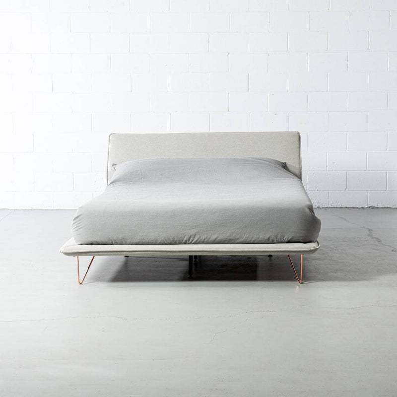 MARIA - Light Grey Fabric Bed - Wazo Furniture