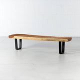 Suar Live Edge Wood Bench with Black U-shaped Legs/Natural - Wazo Furniture