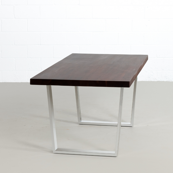Straight Cut Acacia Dining Table with Chrome U legs/Honey Walnut - Wazo Furniture