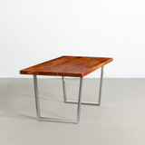 Straight Cut Acacia Wood Table with Chrome U Legs/Natural Colour - Wazo Furniture