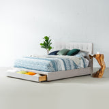 KUDROW - Grey Fabric Bed with Storage