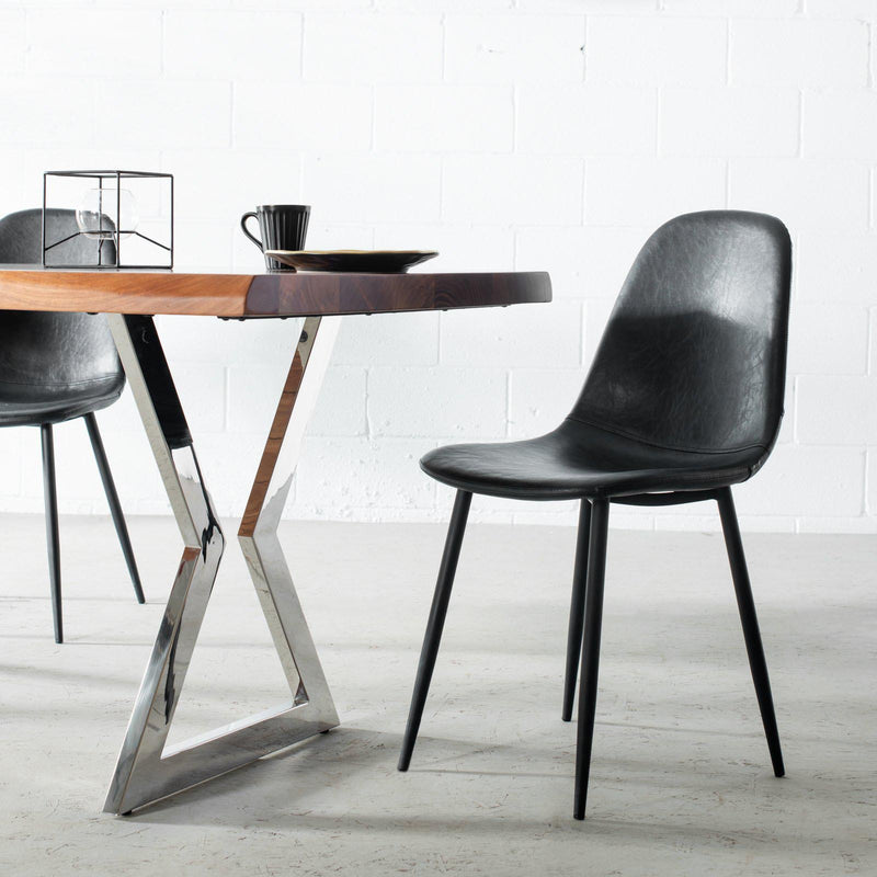 MILAN - Black Vintage Leather Dining Chair