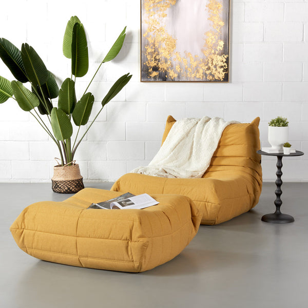 KABINE - Yellow Fabric Lounge Chair Set (2 piece)