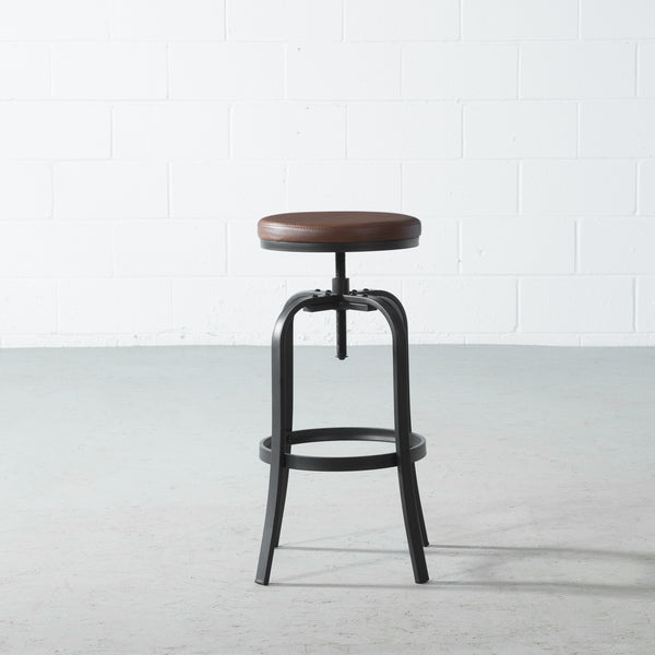 RIDLEY - Brown Leather Bar Stool