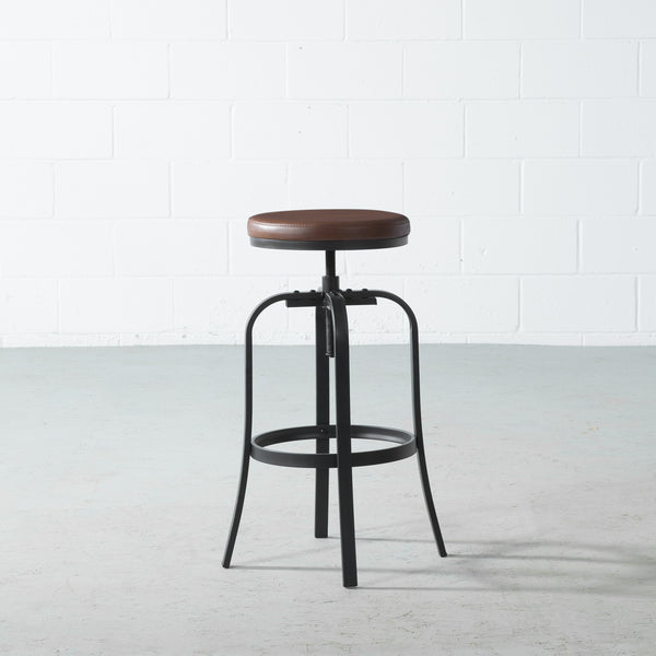 RIDLEY - Brown Leather Bar Stool