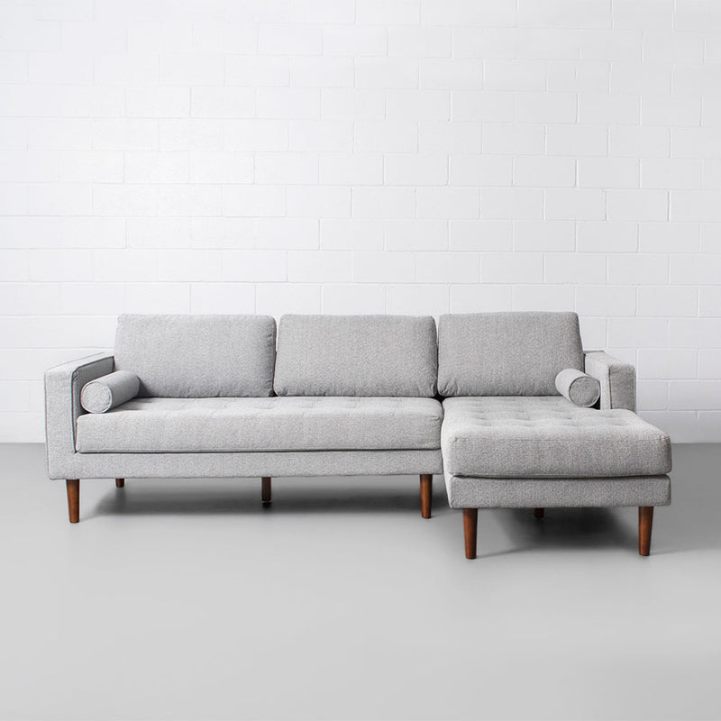 FONDA - Grey Fabric Sectional Sofa - Left
