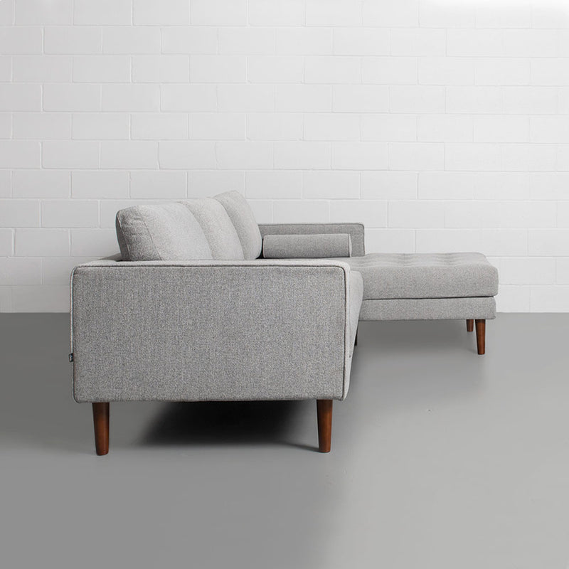 FONDA - Grey Fabric Sectional Sofa - Left