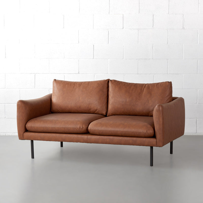 MAPLETON - Brown Vegan Leather 2-Seater Sofa