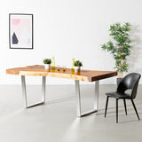 Live Edge Suar Table with Chrome U Shaped Legs/Natural Finish - Wazo Furniture
