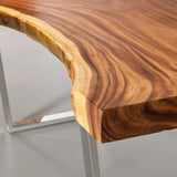 Live Edge Suar Table with Chrome U Shaped Legs/Natural Finish - Wazo Furniture