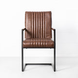 CALEB - Vintage Brown Leather Industrial Armchair