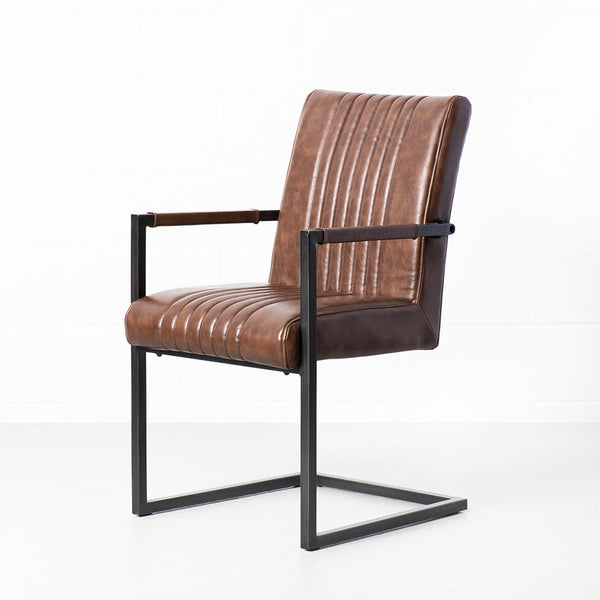 CALEB - Vintage Brown Leather Industrial Armchair