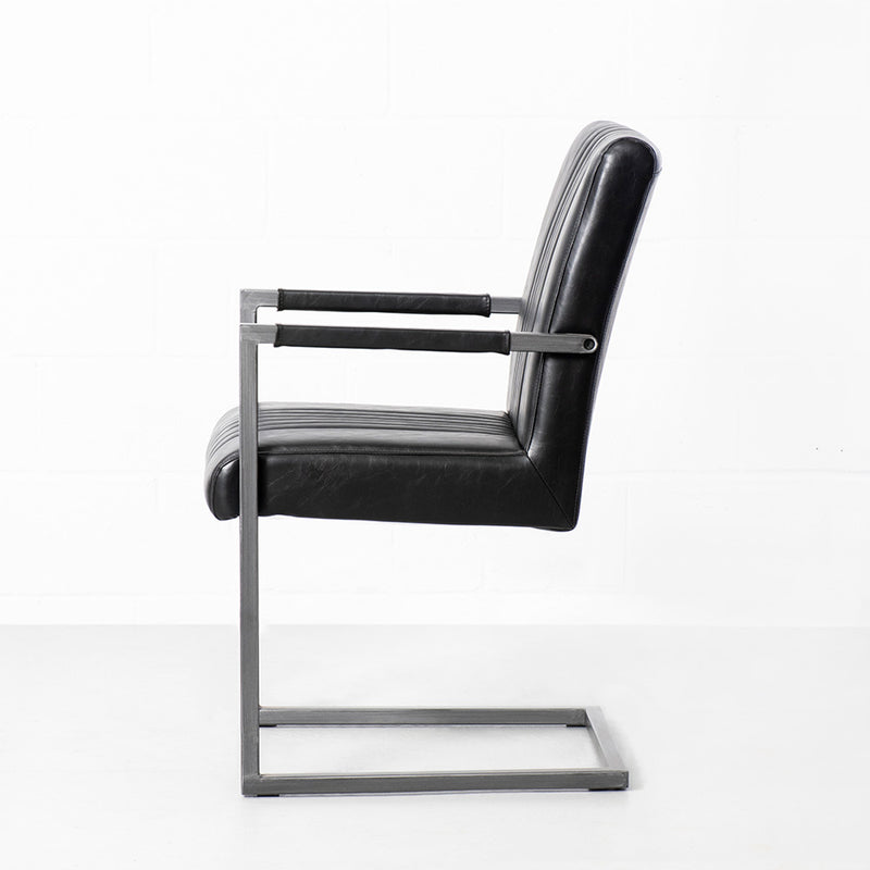 CALEB - Vintage Black Leather Arm Chair