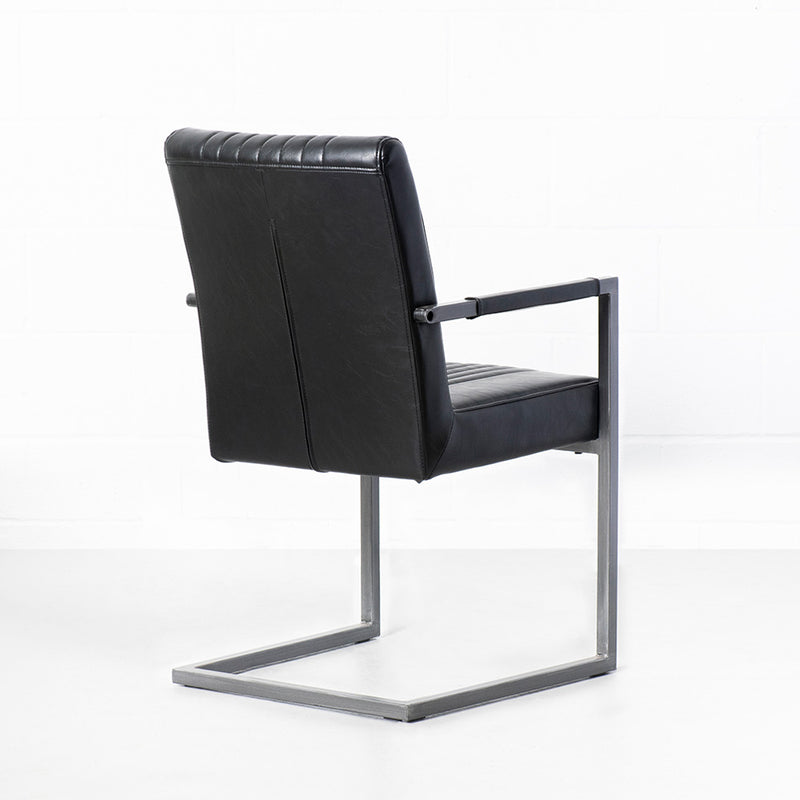 CALEB - Vintage Black Leather Arm Chair