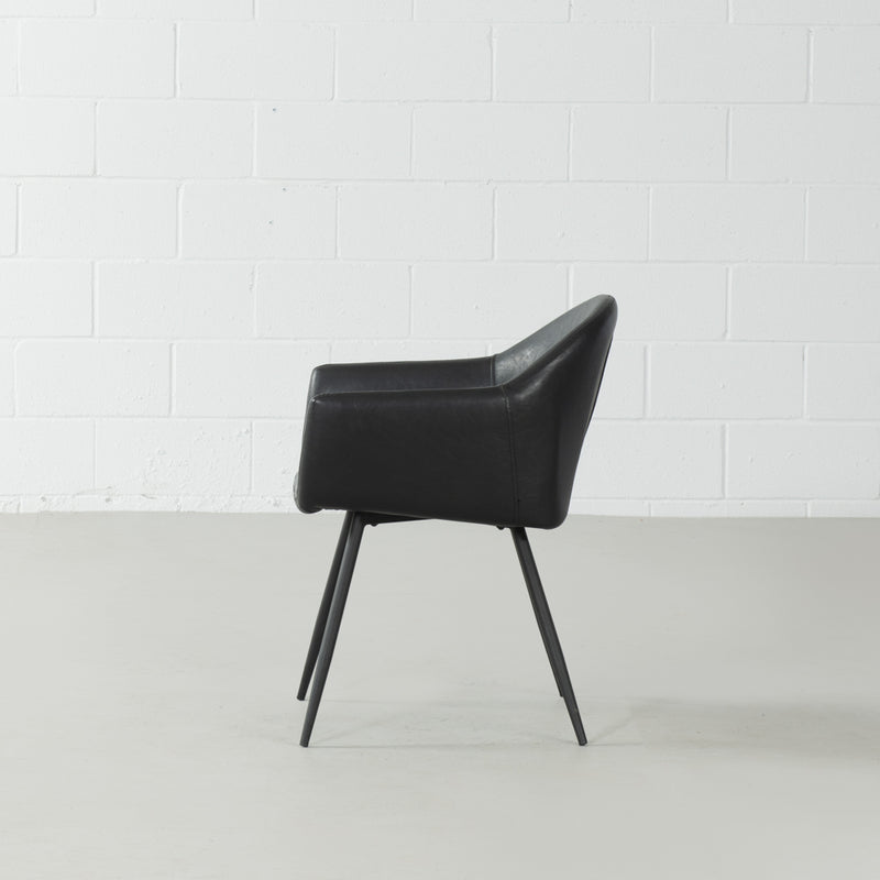 MILAN - Black Vintage Leather Arm Chair