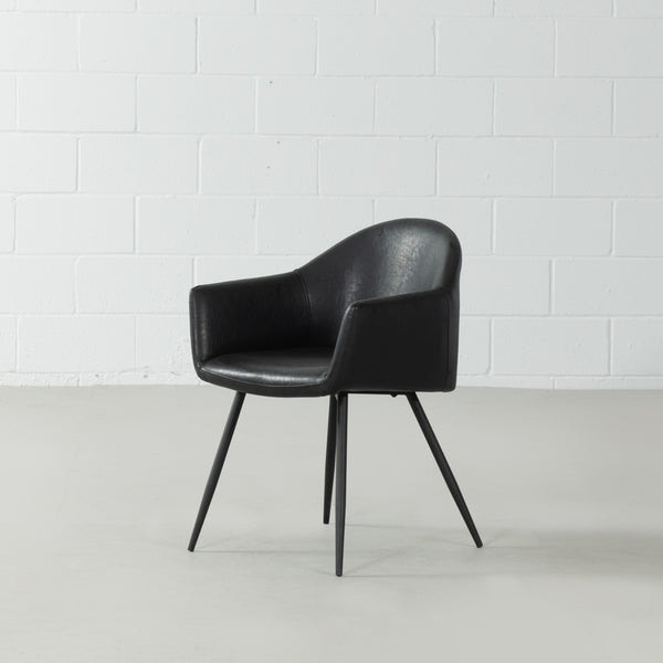 MILAN - Black Vintage Leather Arm Chair