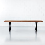 Straight Cut Acacia Dining Table With Black X-Shaped Legs/Natural Color