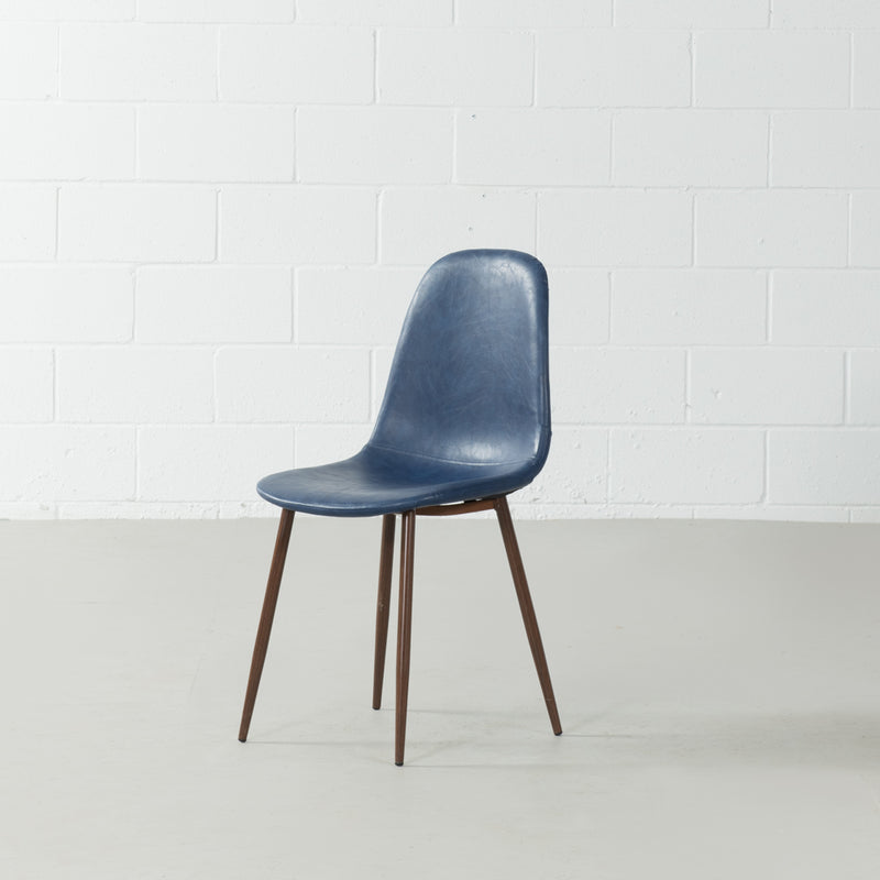MILAN - Blue Leather Dining Chair