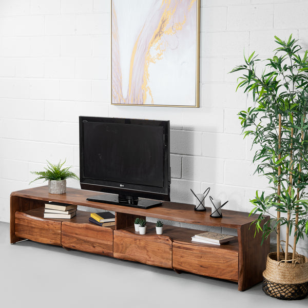 NASHVILLE - Modern Rustic Live Edge Acacia Wooden TV Unit (230cm)