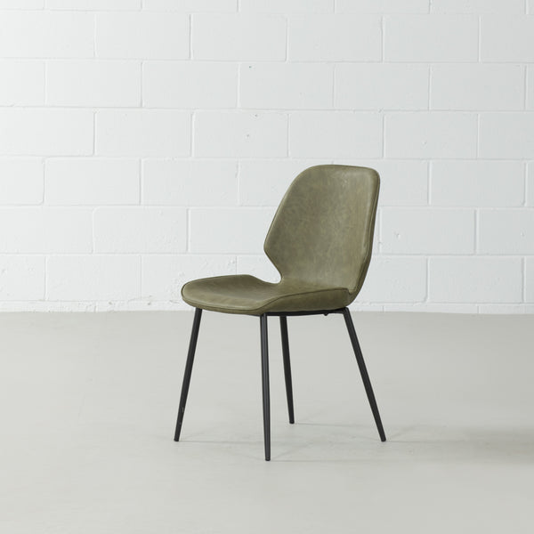 MONROE - Green Leather Dining Chair