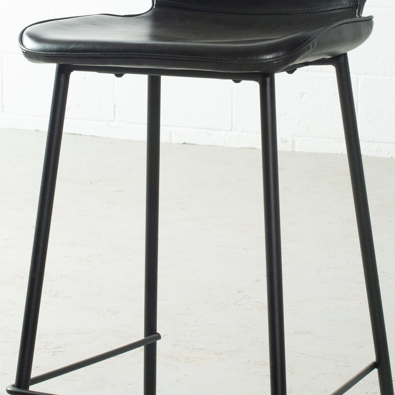 MONROE - Black Leather Bar Stool (65 cm + 75 cm)