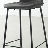 MONROE - Grey Leather Bar Stool (75 cm)