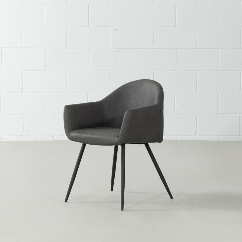MILAN - Dark Grey Leather Armchair