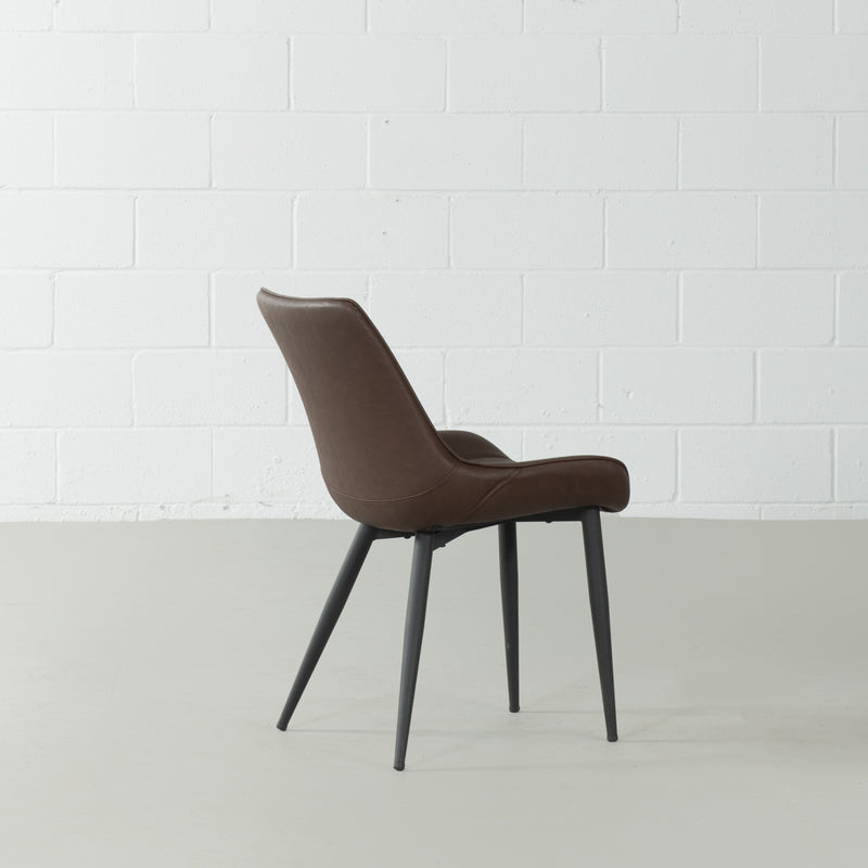 GLORIA - Brown Leather Dining Chair