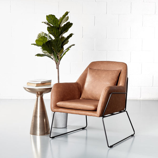 BROOK - Brown Leather Lounge Chair