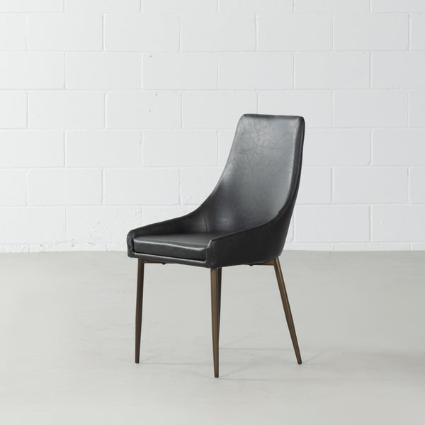PAISLEY - Black Leather Dining Chair