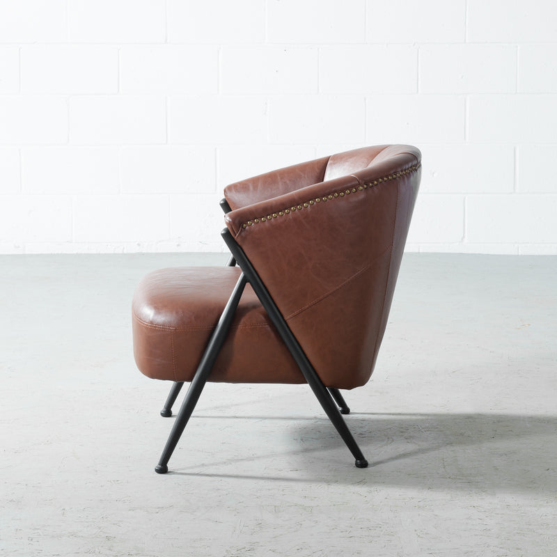 LEONE - Brown Vintage Leather Lounge Chair