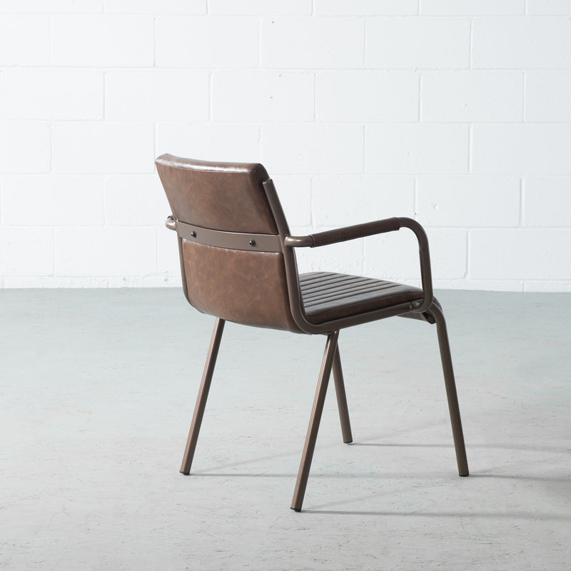 DUVALL - Brown Leather Dining Chair - FINAL SALE
