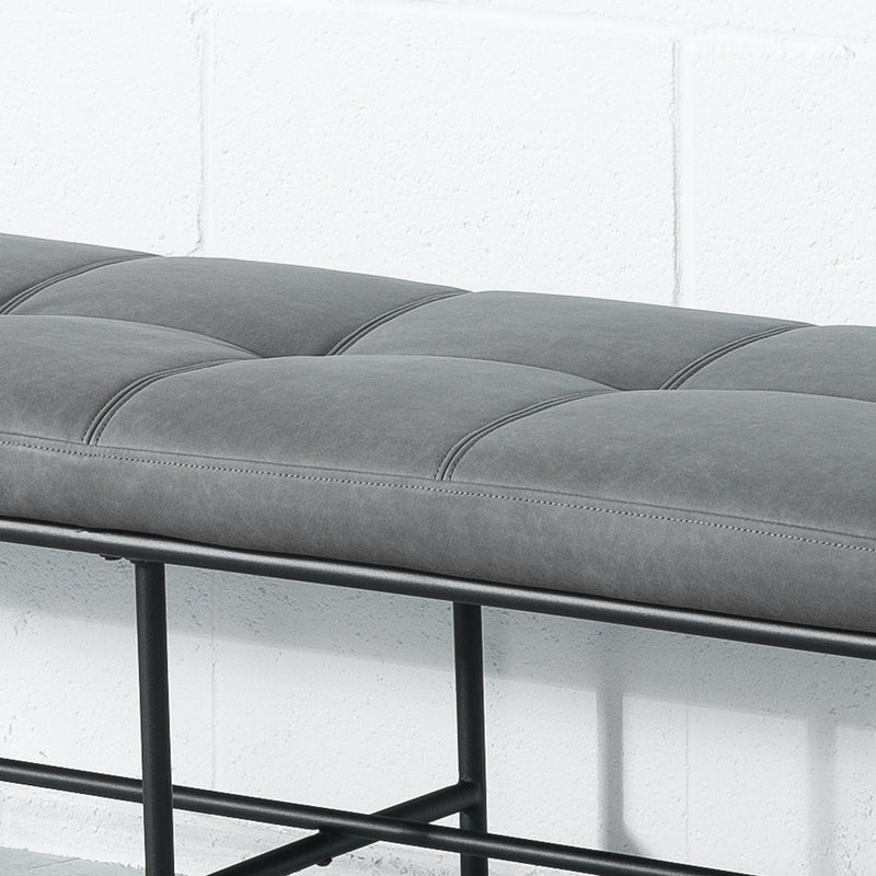 MILAN - Grey Leather Bench - FINAL SALE