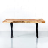 CENTURY - 100 Year Old Suar Live Edge Table with Black X Legs