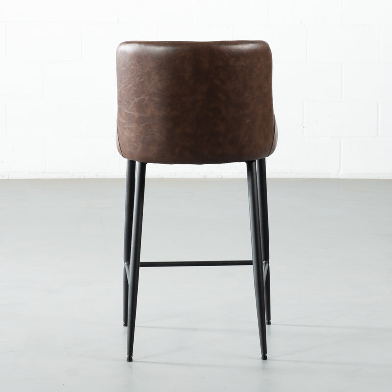 MATEO - Brown Leather Bar Stool (65 cm & 75 cm)