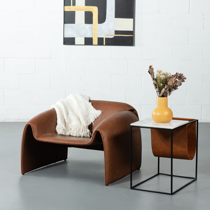 CHELSEA - Brown Leather Lounge Chair