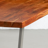 Straight Cut Acacia Wood Table with Chrome U Legs/Natural Colour - Wazo Furniture