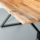 DANTON - Acacia Live Edge Table 3.5cm Thickness Top with X Black Legs