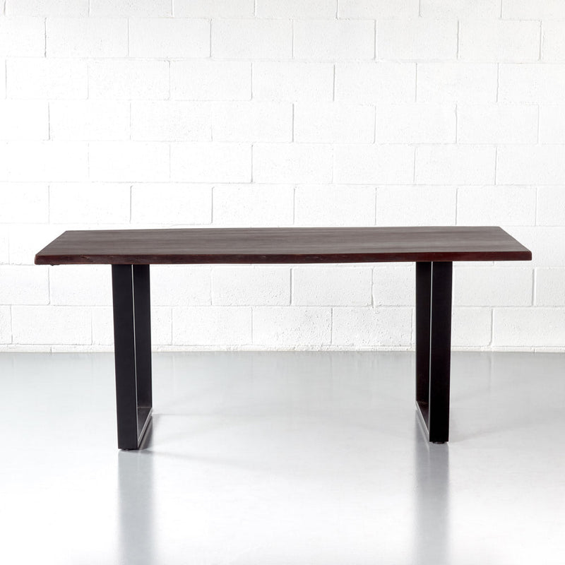 TIMOR - Acacia Live Edge Table 3.5cm Thickness Top with U Black Legs